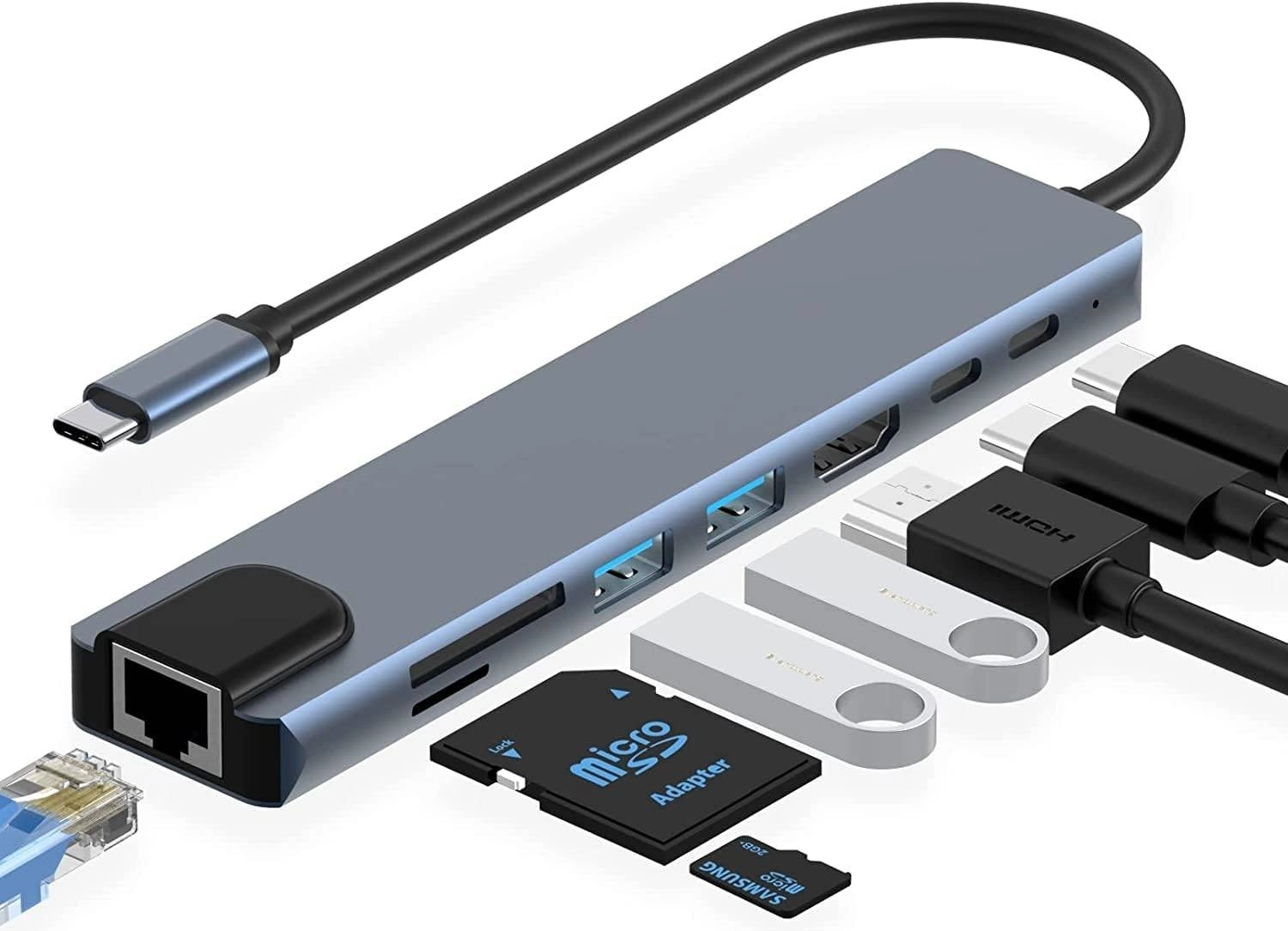 Generic Type-C To HDTV 8 In 1 Adapter Review: 4K HDMI, PD Power Delivery, and More
