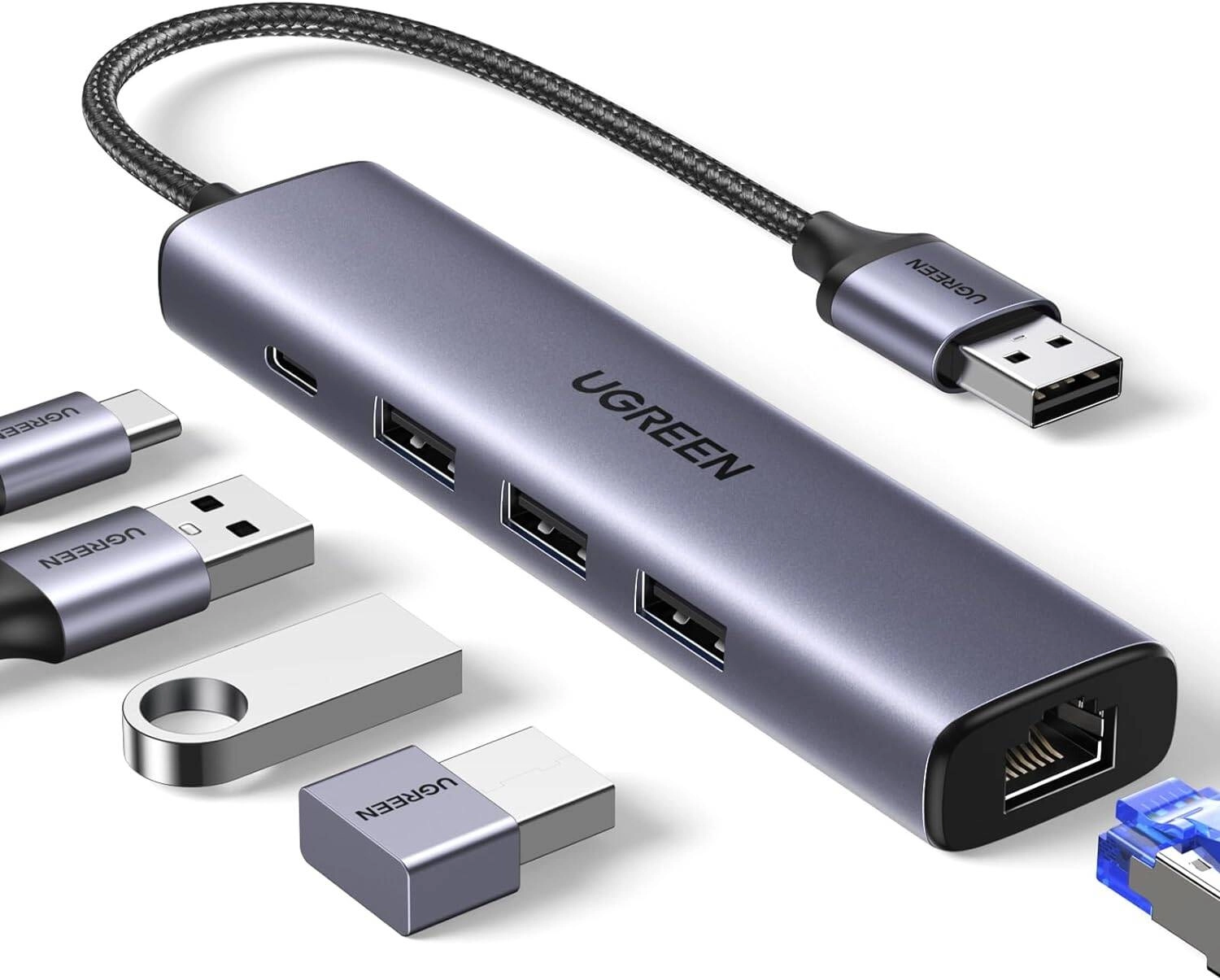 UGREEN USB3.0 to 3USB3.0 +RJ45 (1000M) Ethernet Adapter Type-C Power Supply Review
