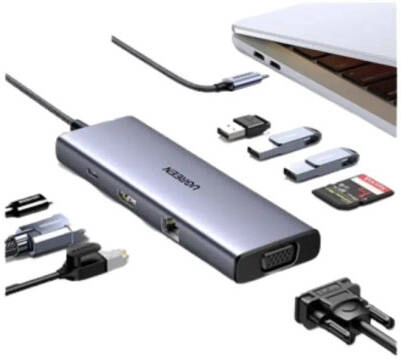 UGREEN USB-C To 3USB 3.0 A+HDMI+VGA+RJ45 Gigabit+SD/TF+PD Converter Review