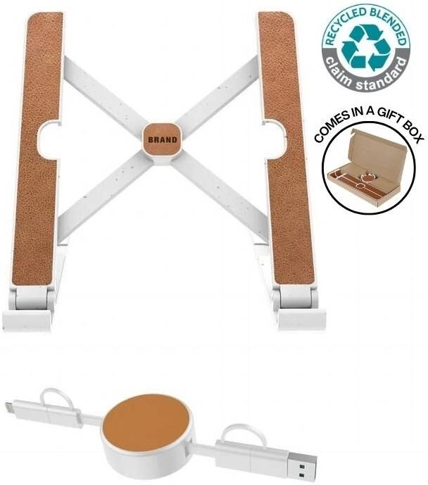 Memorii BRELA Set of Recycled Laptop Stand and retractable cable, White Review