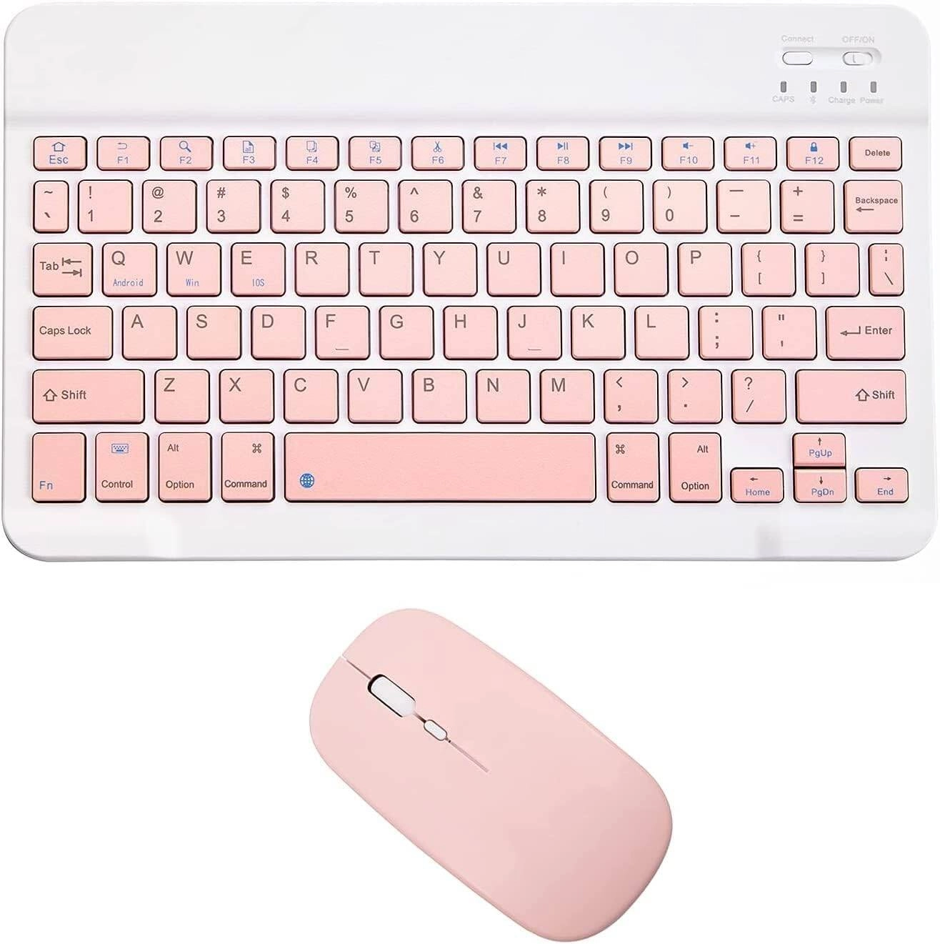 AWH Keyboard and Mouse Combo Rechargeable Bluetooth Ultra-Slim Portable Compact Wireless Mouse Keyboard Set for Android Windows Tablet Cell Phone iPhone iPad Pro Air Mini, iPad OS/iOS 13 Pink &#8211; Review