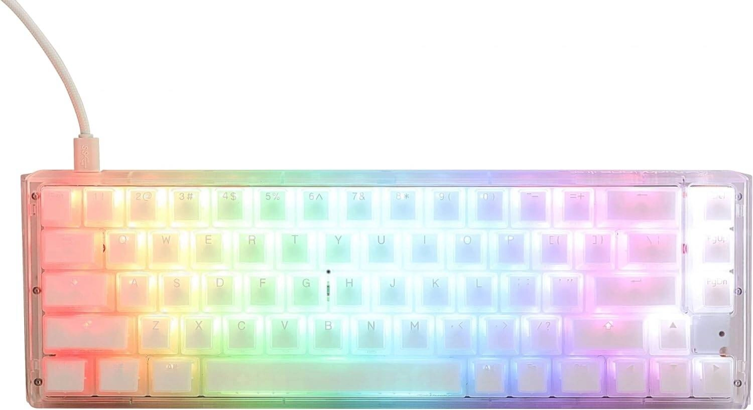 Ducky One 3 Aura White SF 65 Arabic PBT Seamless double shot AC-Style Keycaps Jelly Clear case RGB LED Red Switch Keyboard Review