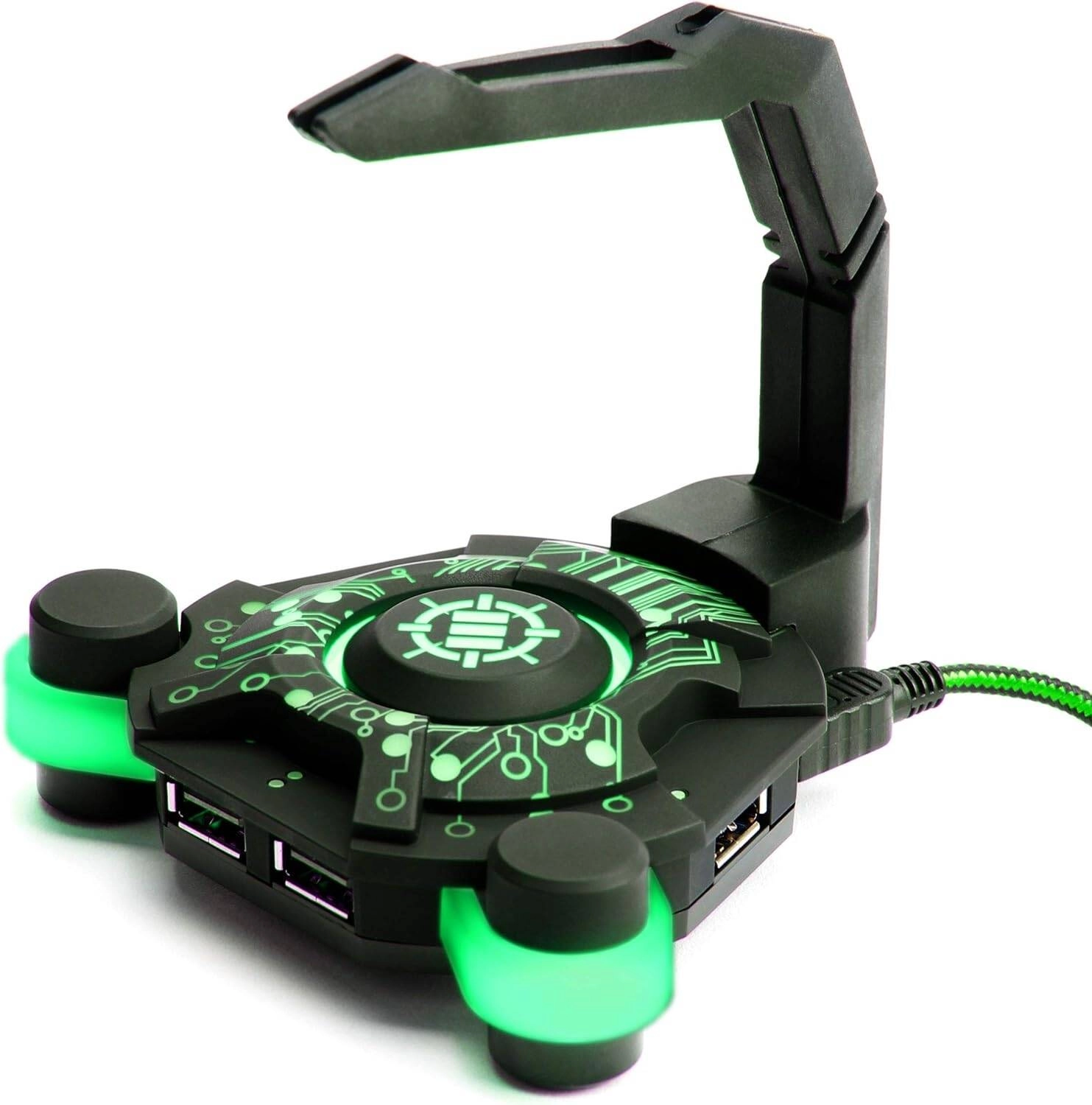 Enhance LED Gaming Mouse Bungee Cord Holder with 4-Port USB Hub &#8211; Green &#8211; Review