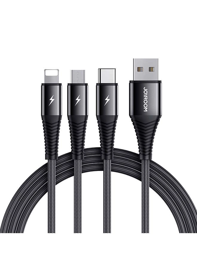 Fast Charging Braided 3 In 1 USB Cable Black (S-1230G4) Review