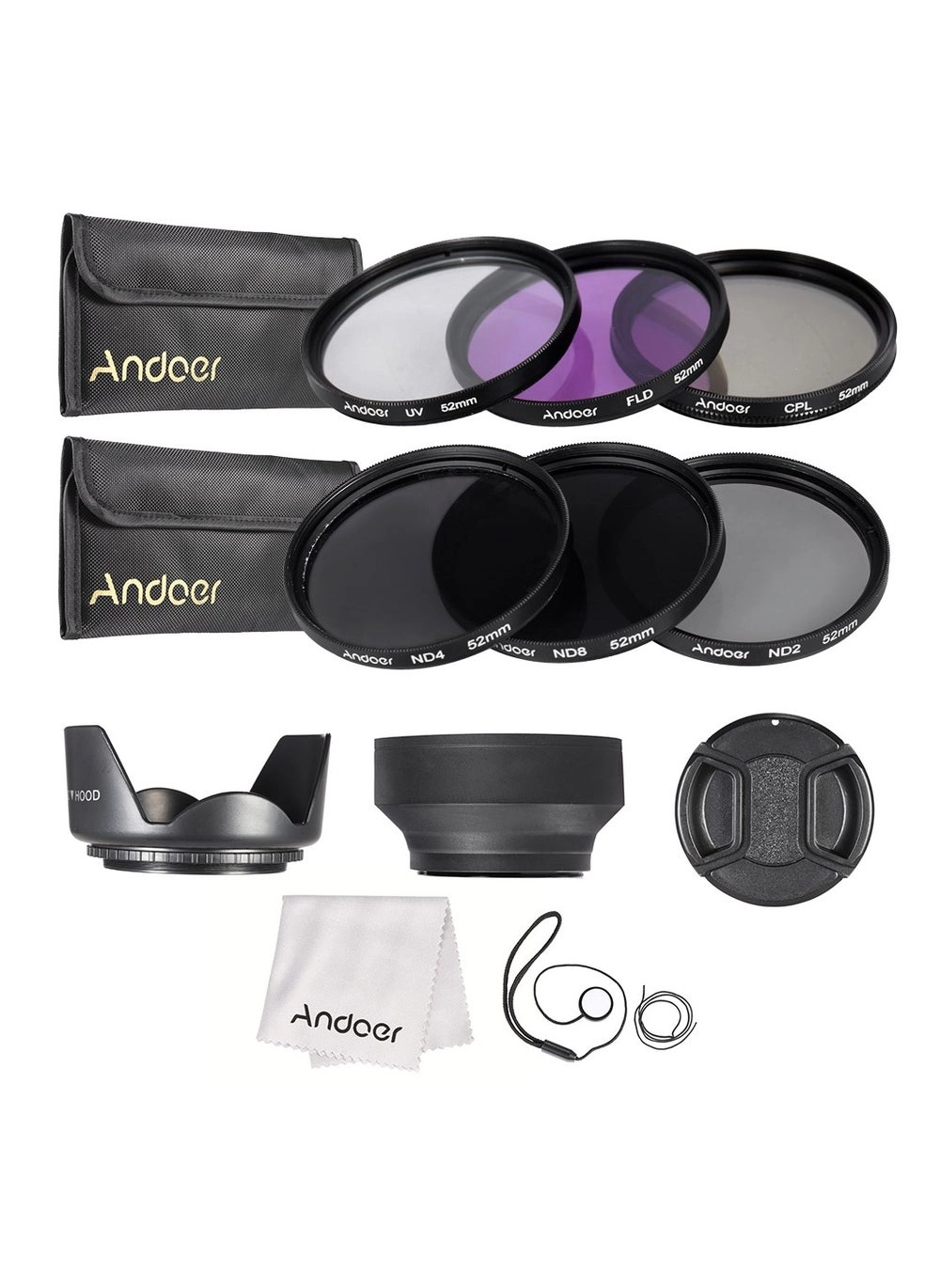 Andoer 52mm Lens Filter Kit UV+CPL+FLD+ND(ND2 ND4 ND8) Review