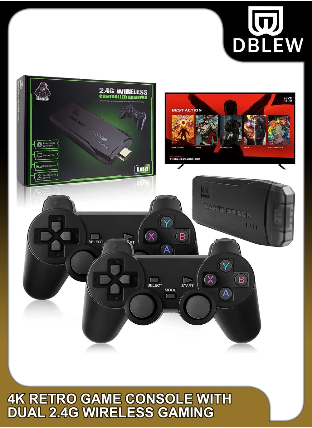 DBLEW-113605 4K Retro Game Console Review: 10000+ Games &#038; 2 Wireless Controllers