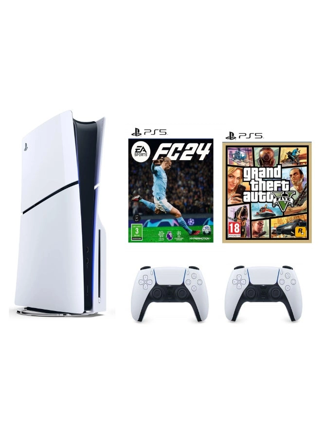 PlayStation 5 Slim Disc Console KSA Version (Ps5slim+DualsenseWhite+FC24+GTAV/CFI-2016 A01Y) Review