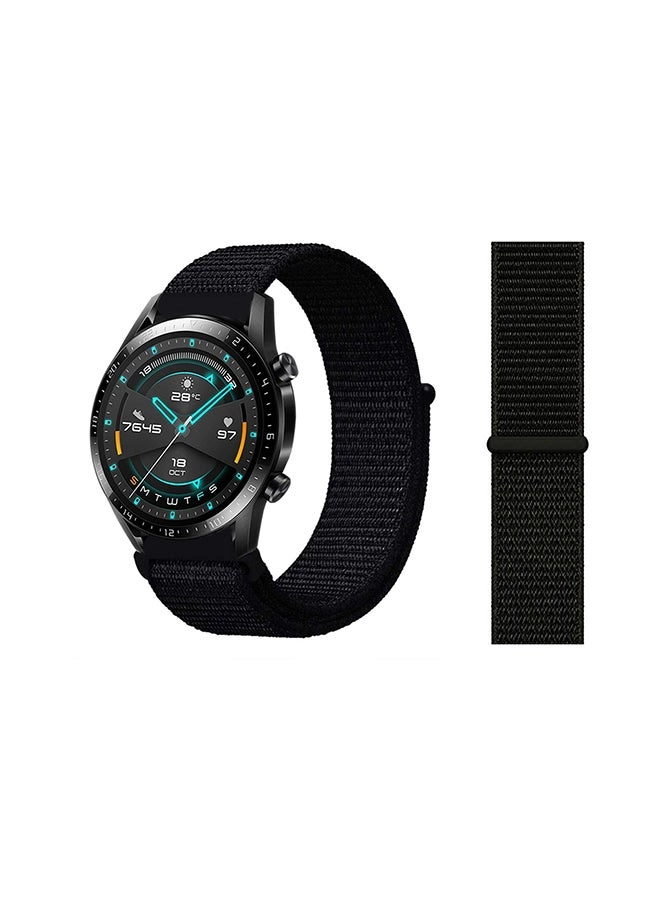 Stylish Nylon Replacement Band for Huawei Watch GT2 22mm Black (PBNH22DBK)