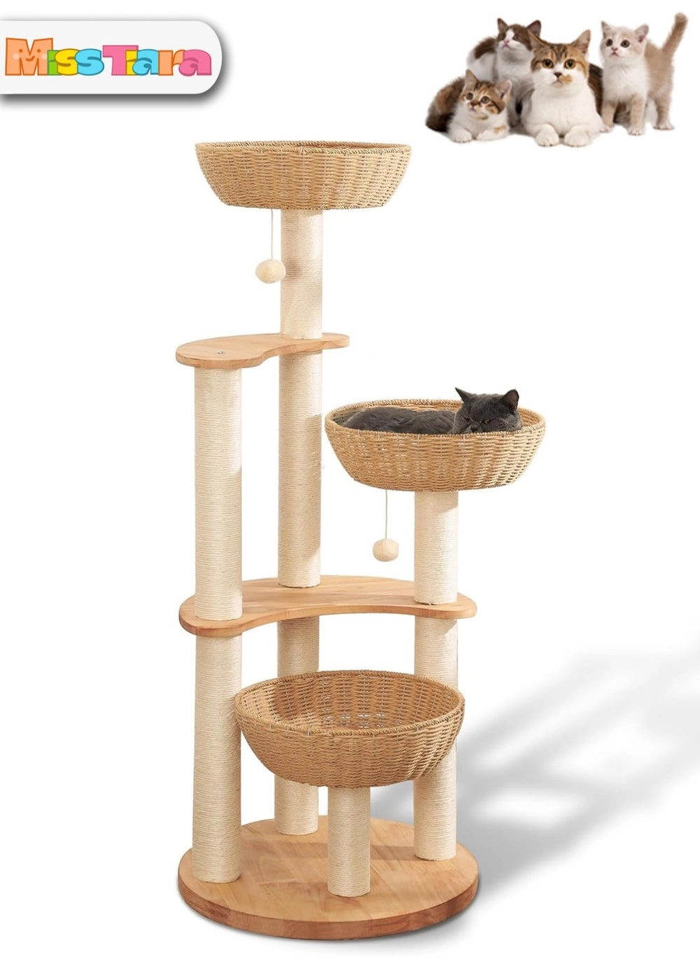 Modern Cat Tree Tower for Indoor Cats CATTREEW3: Solid Oak Cat Scratching Tree Review