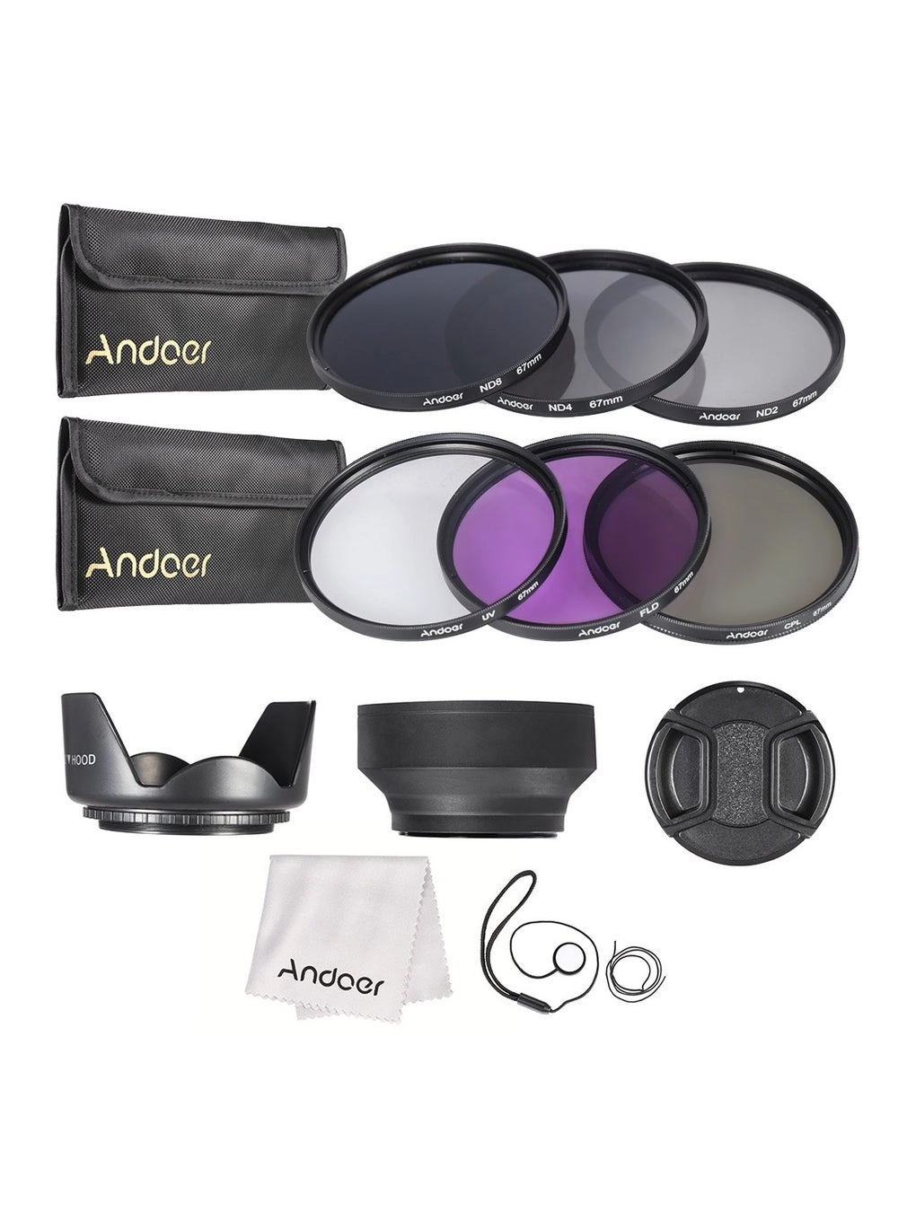 Andoer 67mm Lens Filter Kit (UV+CPL+FLD+ND(ND2 ND4 ND8)) Review