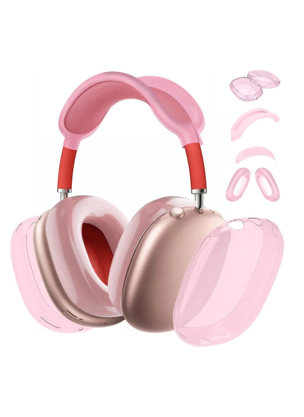 4 in-1 Clear Silicone Case Cover for AirPods Max Clear Pink Review