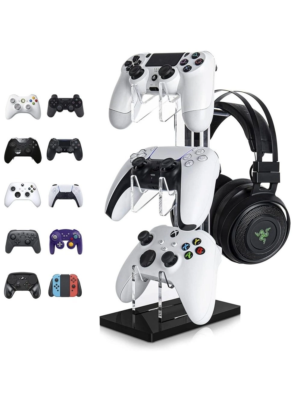 Game Controller Holder Headset Stand, 3-Tier Acrylic Game Controller Stand For PS4/PS5/XBOX ONE/SWITCH (Model: N/A)