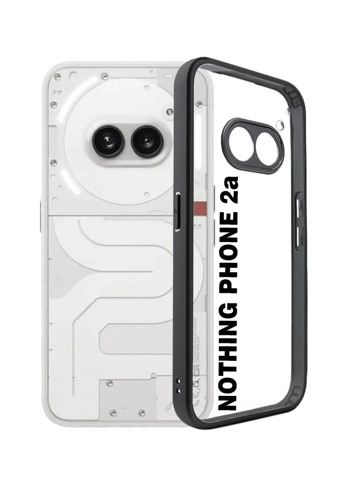 Case Cover For Nothing Phone 2a Frosted TPU + Transparent PC Phone Case Black (Model Number: Nothing Phone 2a)