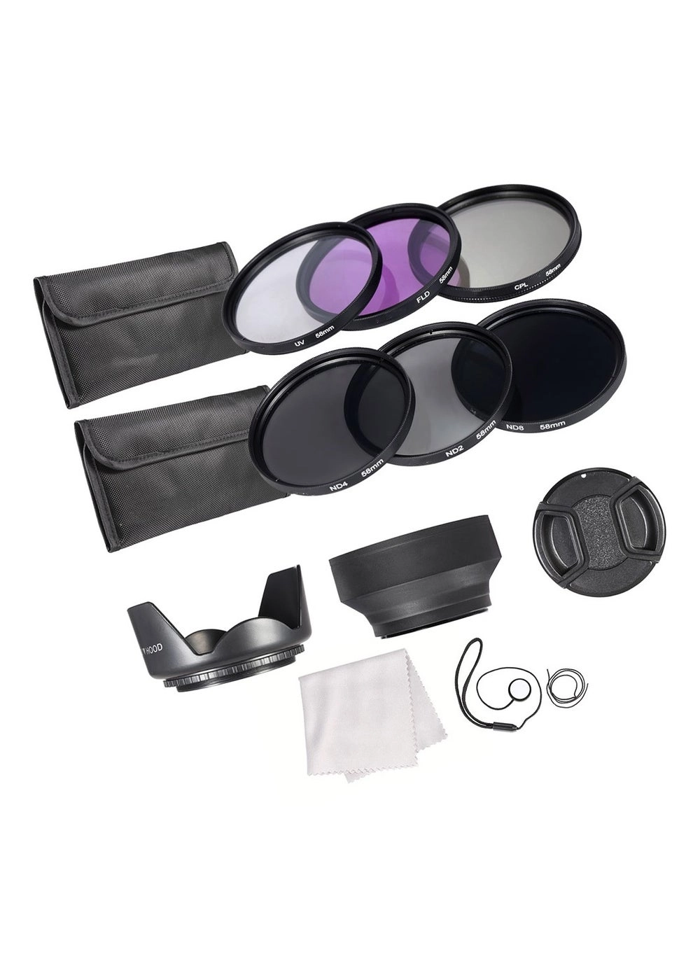 58mm Lens Filter Kit UV+CPL+FLD+ND(ND2 ND4 ND8) Review