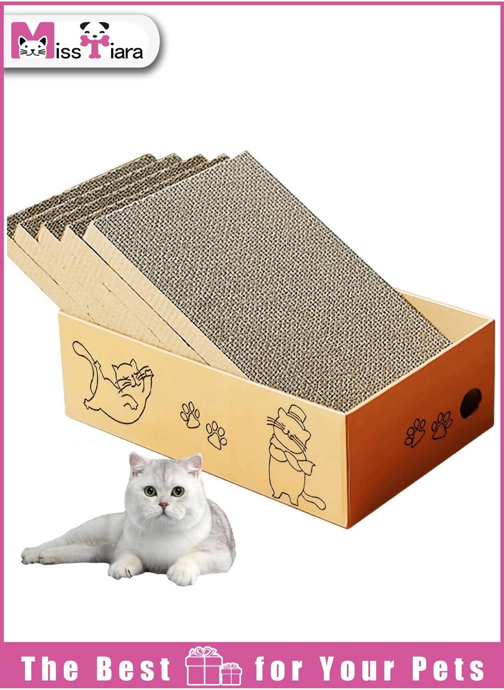Cardboard Cat Scratcher with Box, PETACC5IN1: 5 PCS Reversible Cat Scratch Pad Review