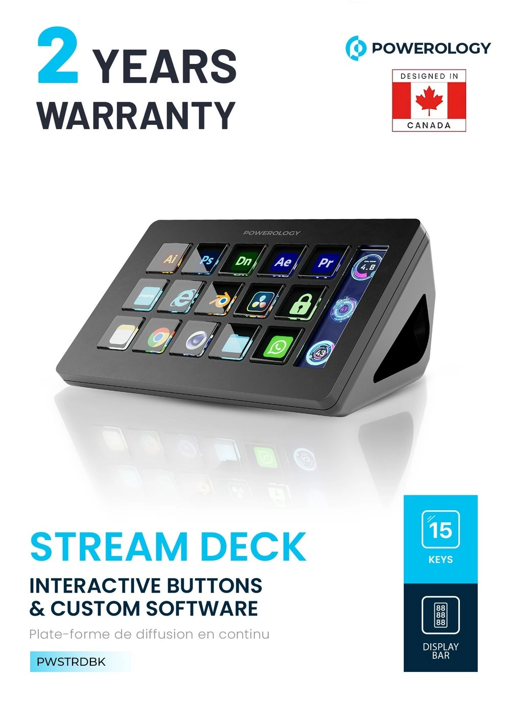 Stream Deck (PWSTRDBK) &#8211; Interactive Buttons &#038; Custom Software &#8211; Black