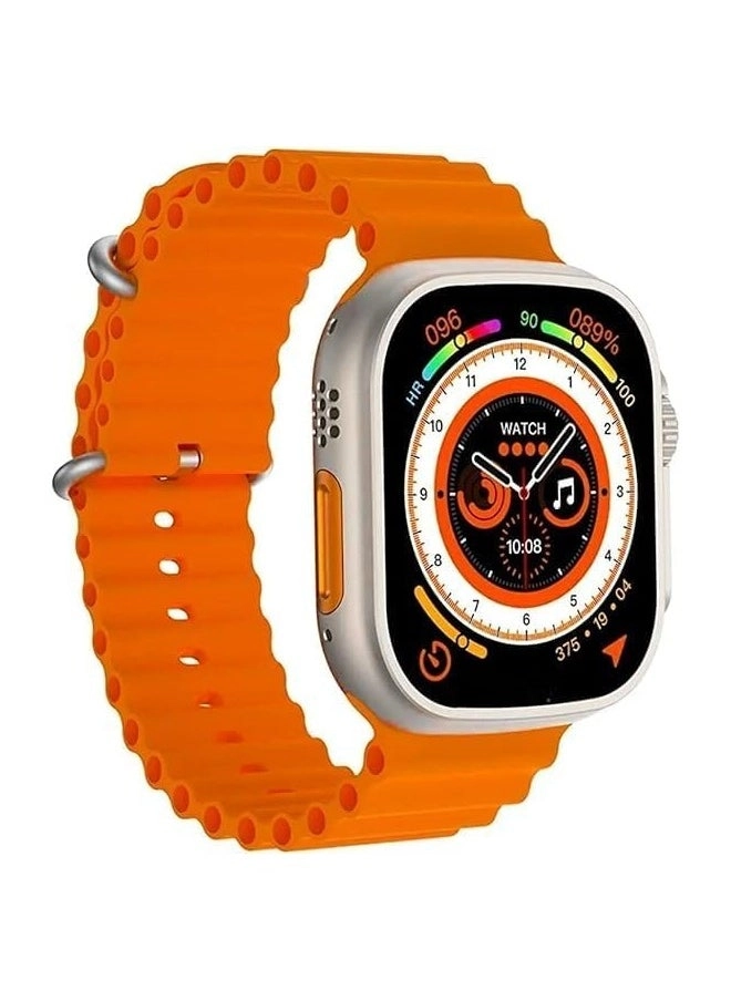 Multi Functional Super Fast Wireless Charging Smart Watch Ultra T900 Ultra With Ocean Band Orange Review