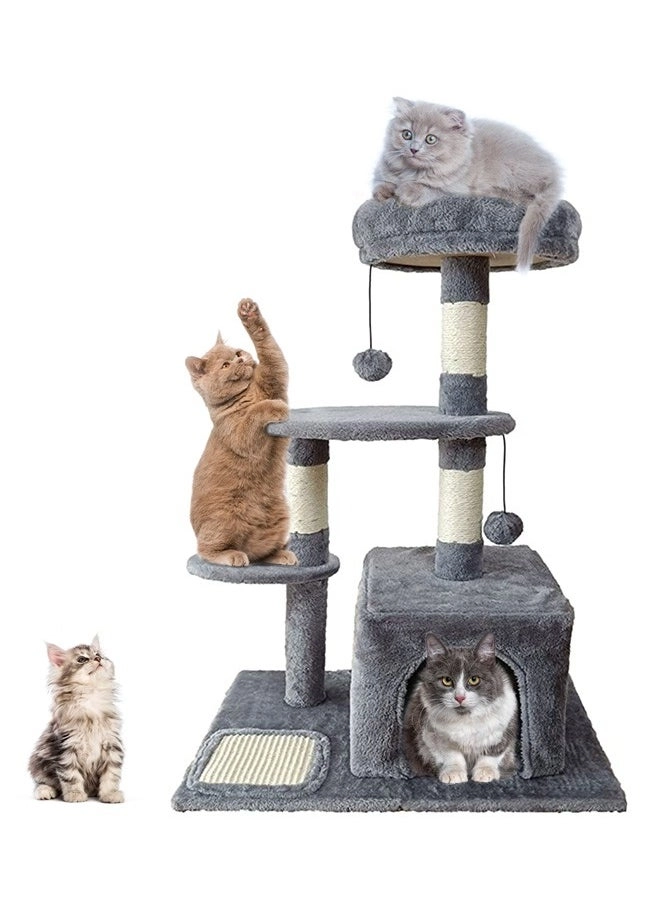 Cat Tree with Toy, Cat Tower Condo for Indoor Cats (Gray)