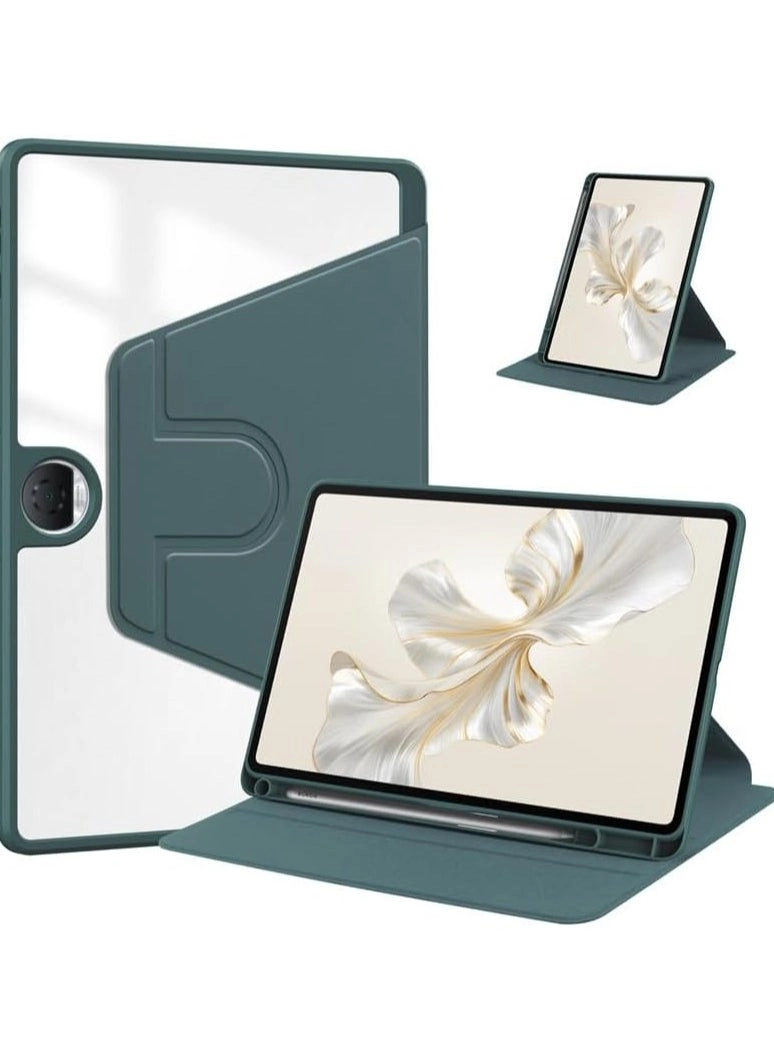 Case Compatible with Honor Pad 9 12.1 inch with Pen Holder, 360 Degree Swivel Stand Folio Flip Smart Tablet Cover Auto Sleep/Wake (Green)
