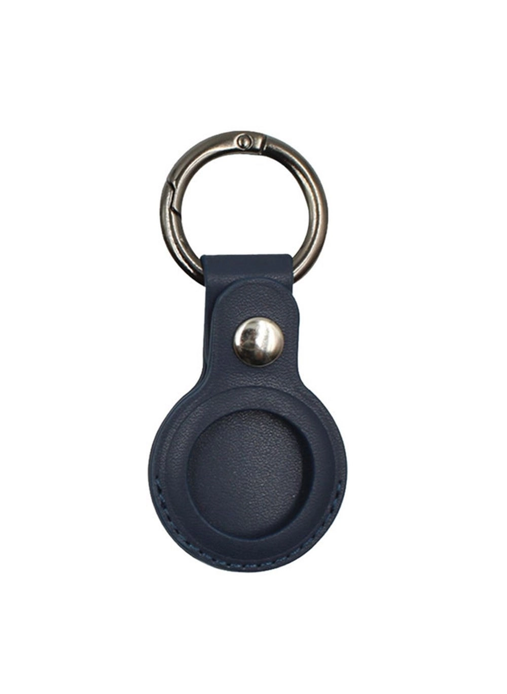Leather Protective Case with Carabiner Ring Anti Scratch for AirTag Bluetooth Tracker Blue