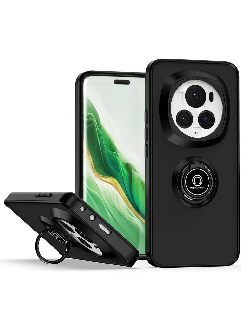 Compatible with Honor Magic 6 Pro Case with Ring Holder Review (Black)