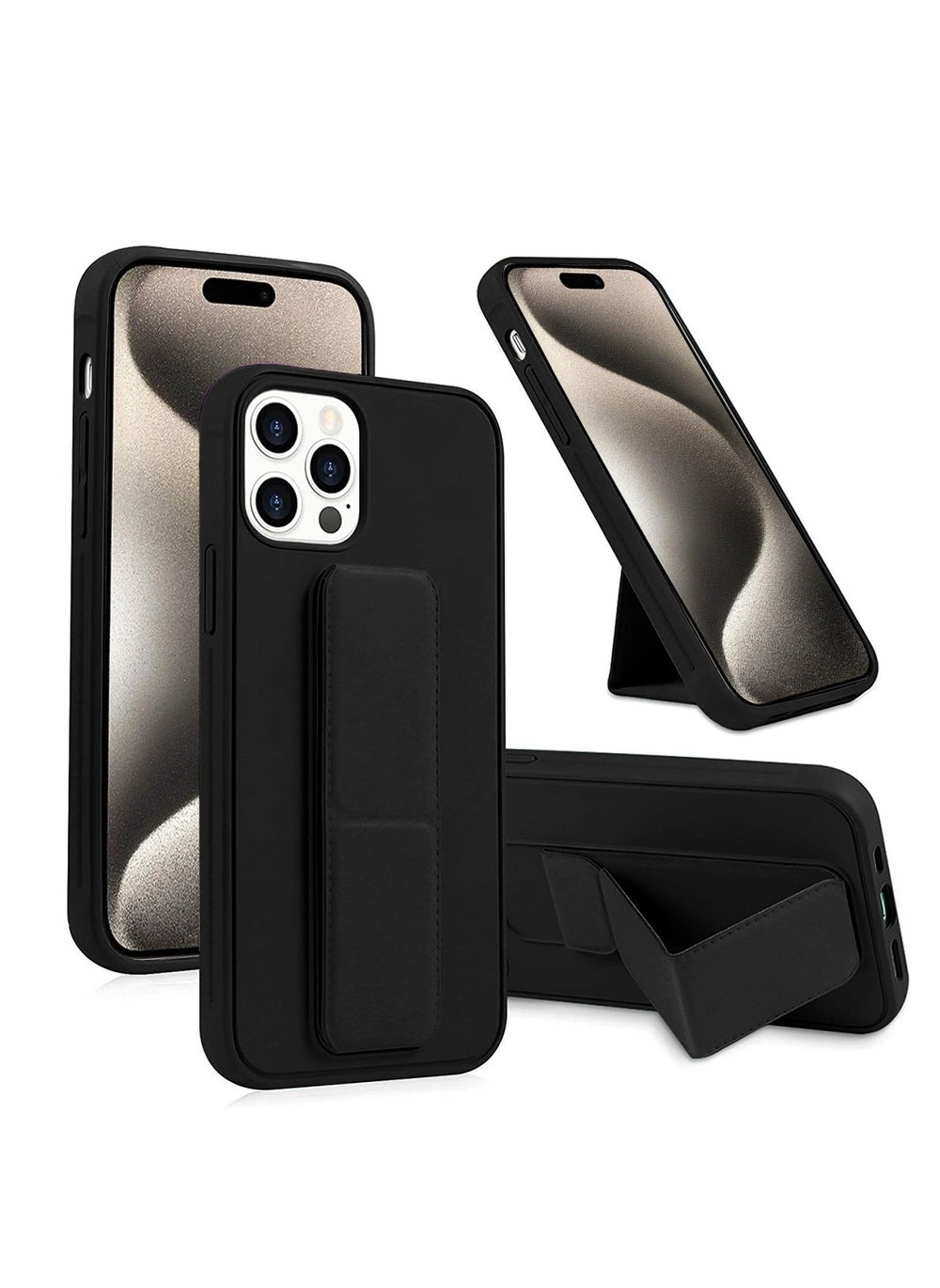 TPU Rubber Silicone Hand Grip Protective Phone Case Cover For Apple iPhone 15 Pro Black (85ztr9b64)