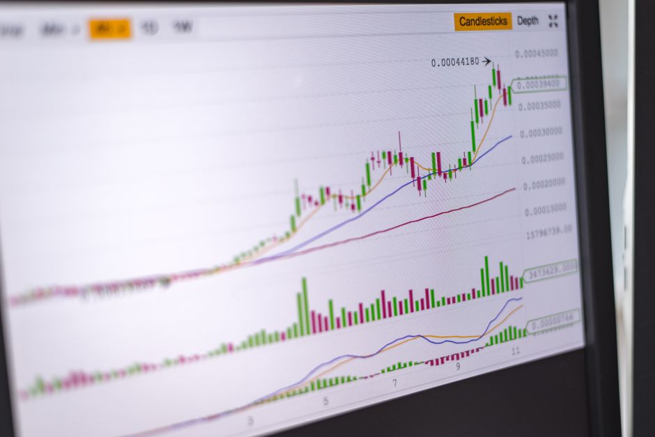 شاشة تداول تعرض حركة المؤشرات والرسوم البيانية للأسهم